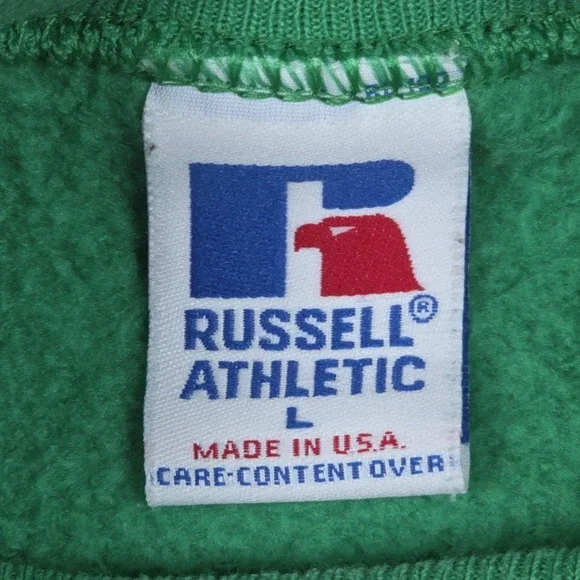 VTG 90s Russell Athletic Sweatshirt Large Women Green Snowman Christmas Holidays - Picture 7 of 12